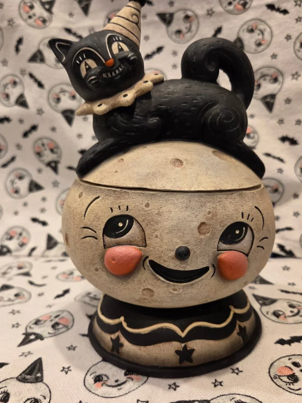 Bethany Lowe Johanna Parker Loony Jack O Luna Black Cat Moon Halloween Jar NEW!